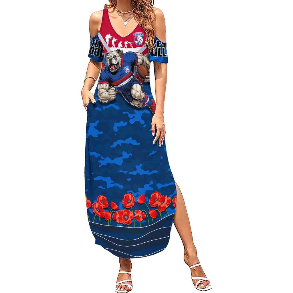 Personalised Western Bulldogs ANZAC Summer Maxi Dress Military Remembrance Australian Football Mascot Camouflage
