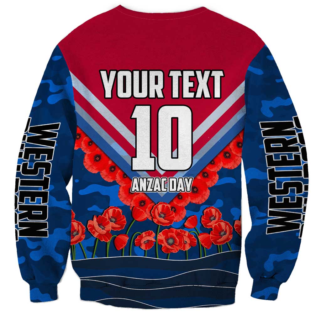 Personalised Western Bulldogs ANZAC Sweatshirt Military Remembrance Australian Football Mascot Camouflage