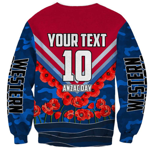 Personalised Western Bulldogs ANZAC Sweatshirt Military Remembrance Australian Football Mascot Camouflage