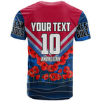 Personalised Western Bulldogs ANZAC T Shirt Military Remembrance Australian Football Mascot Camouflage