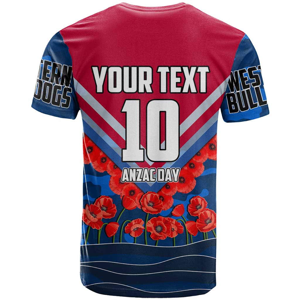 Personalised Western Bulldogs ANZAC T Shirt Military Remembrance Australian Football Mascot Camouflage