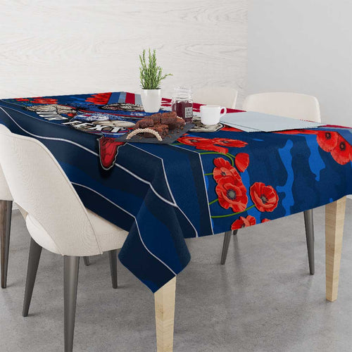 Personalised Western Bulldogs ANZAC Tablecloth Military Remembrance Australian Football Mascot Camouflage