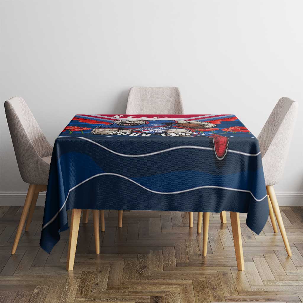 Personalised Western Bulldogs ANZAC Tablecloth Military Remembrance Australian Football Mascot Camouflage