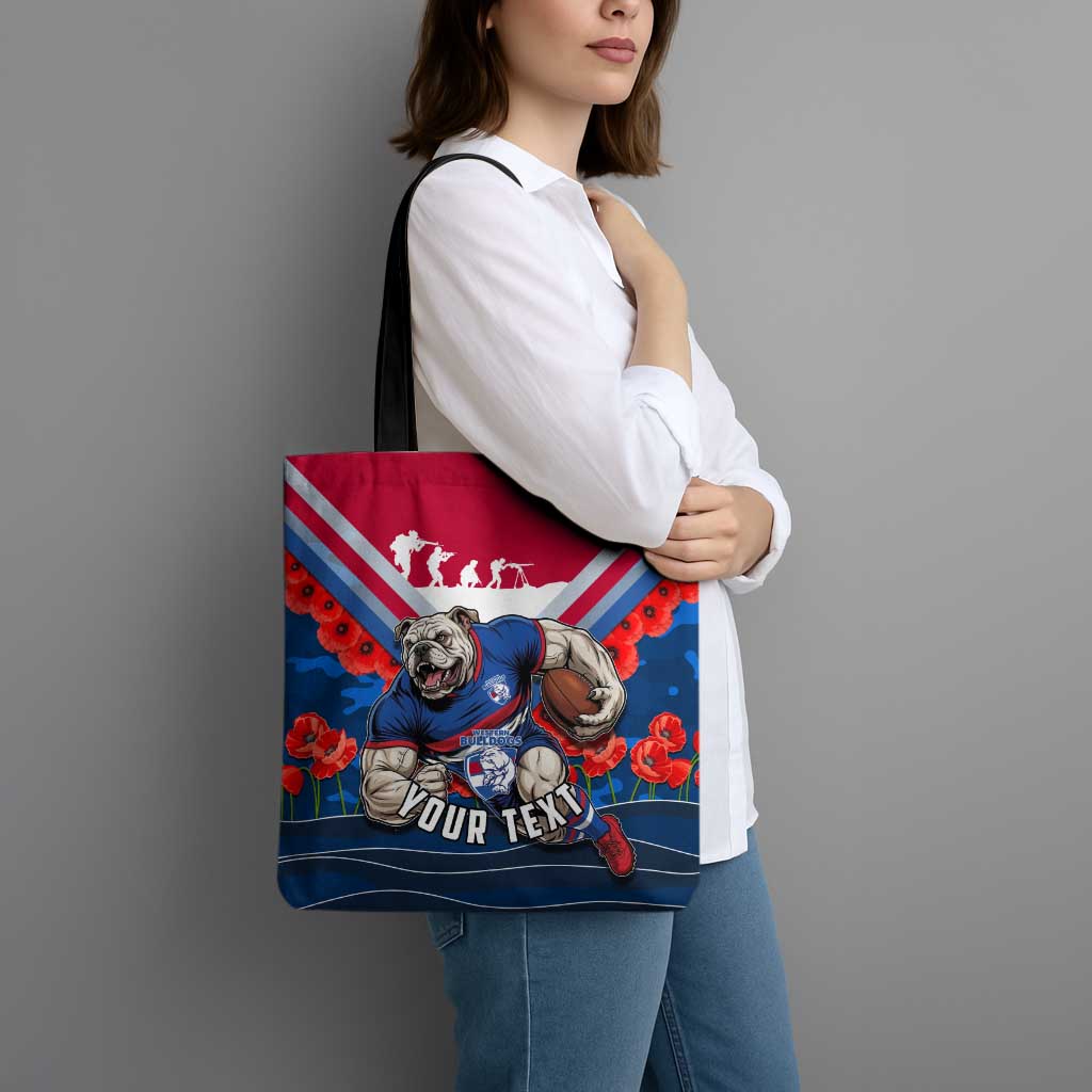 Personalised Western Bulldogs ANZAC Tote Bag Military Remembrance Australian Football Mascot Camouflage