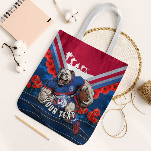 Personalised Western Bulldogs ANZAC Tote Bag Military Remembrance Australian Football Mascot Camouflage