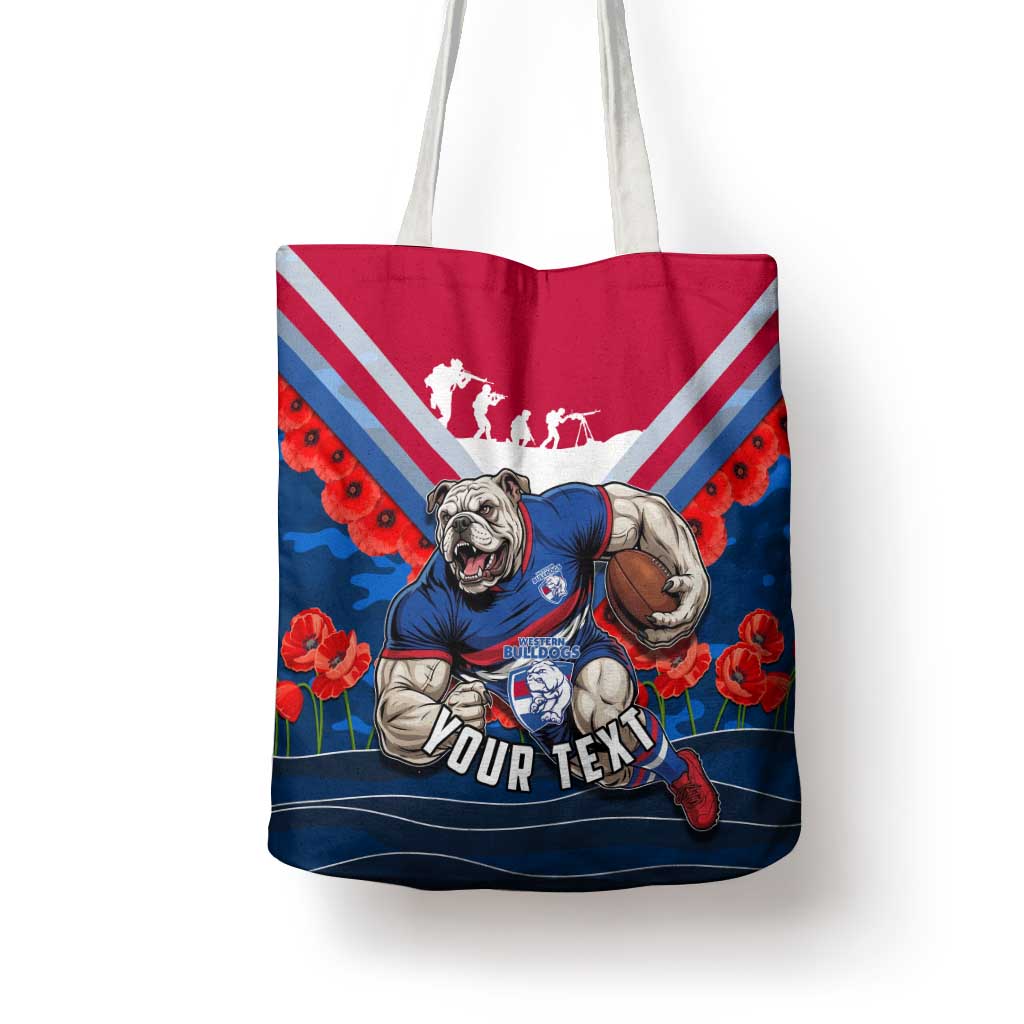 Personalised Western Bulldogs ANZAC Tote Bag Military Remembrance Australian Football Mascot Camouflage