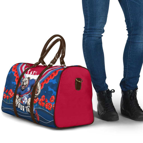 Personalised Western Bulldogs ANZAC Travel Bag Military Remembrance Australian Football Mascot Camouflage