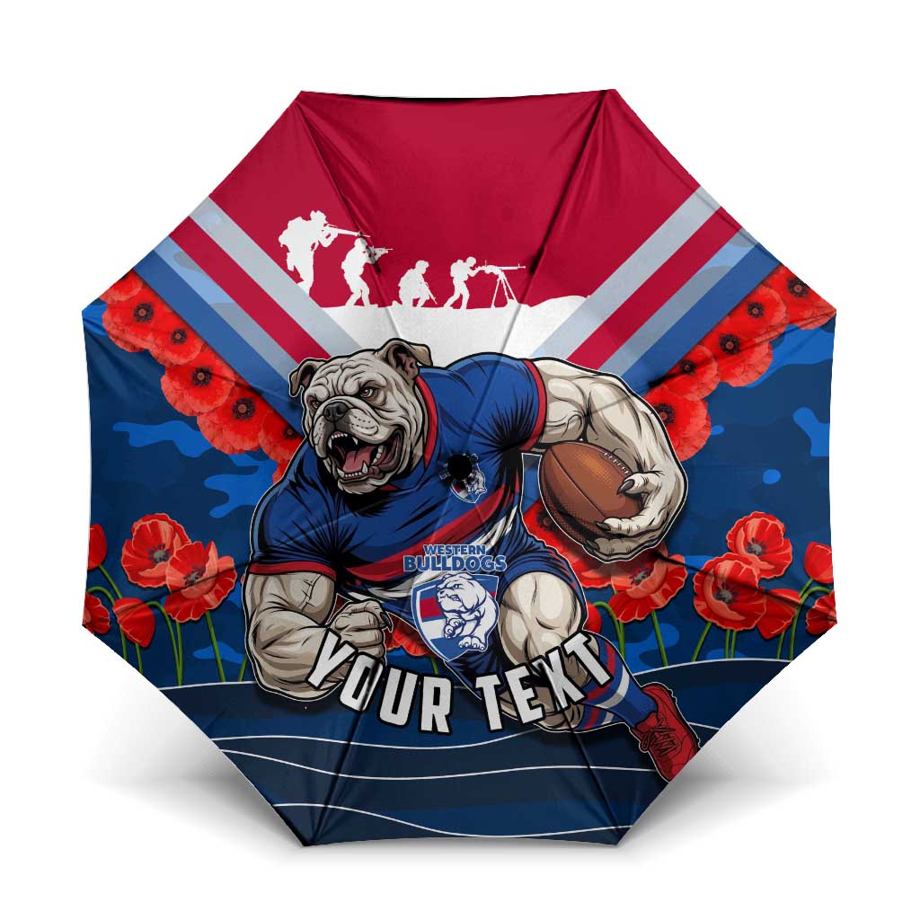 Personalised Western Bulldogs ANZAC Umbrella Military Remembrance Australian Football Mascot Camouflage