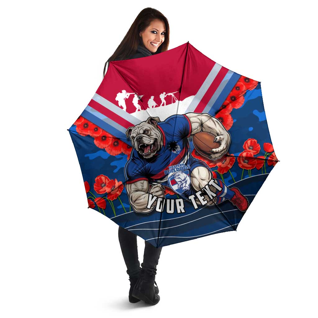 Personalised Western Bulldogs ANZAC Umbrella Military Remembrance Australian Football Mascot Camouflage