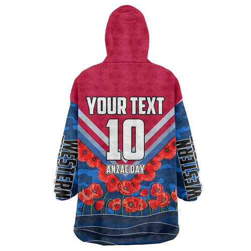 Personalised Western Bulldogs ANZAC Wearable Blanket Hoodie Military Remembrance Australian Football Mascot Camouflage