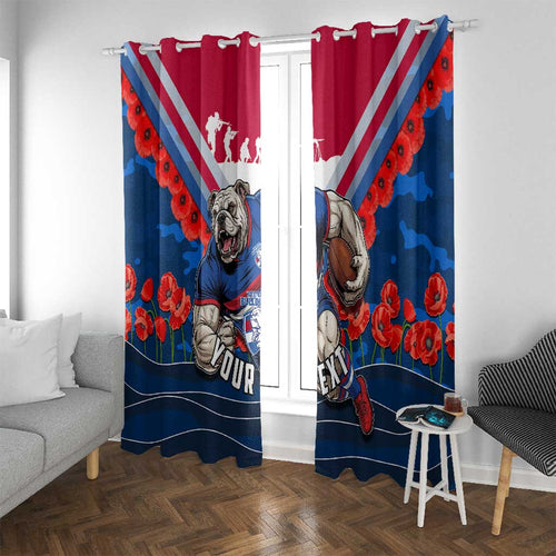 Personalised Western Bulldogs ANZAC Window Curtain Military Remembrance Australian Football Mascot Camouflage