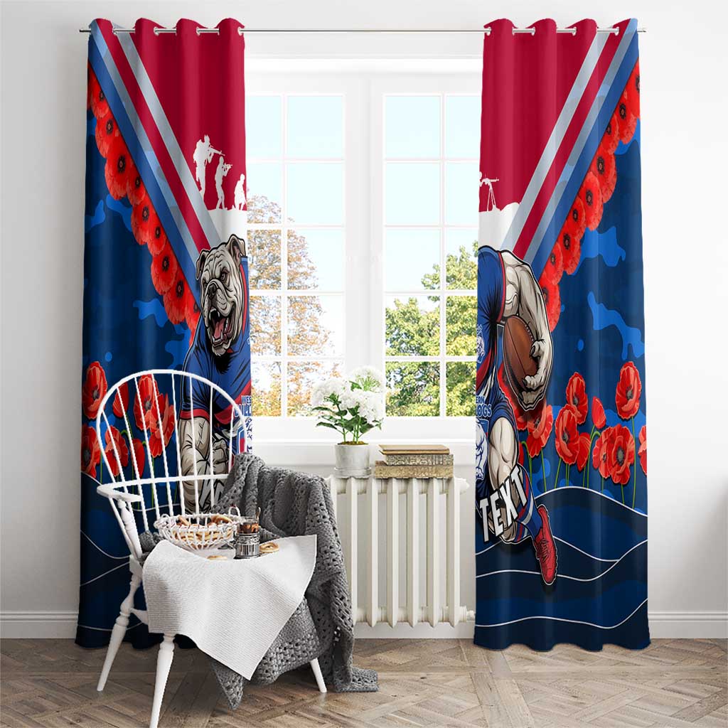 Personalised Western Bulldogs ANZAC Window Curtain Military Remembrance Australian Football Mascot Camouflage