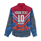 Personalised Western Bulldogs ANZAC Women Casual Shirt Military Remembrance Australian Football Mascot Camouflage