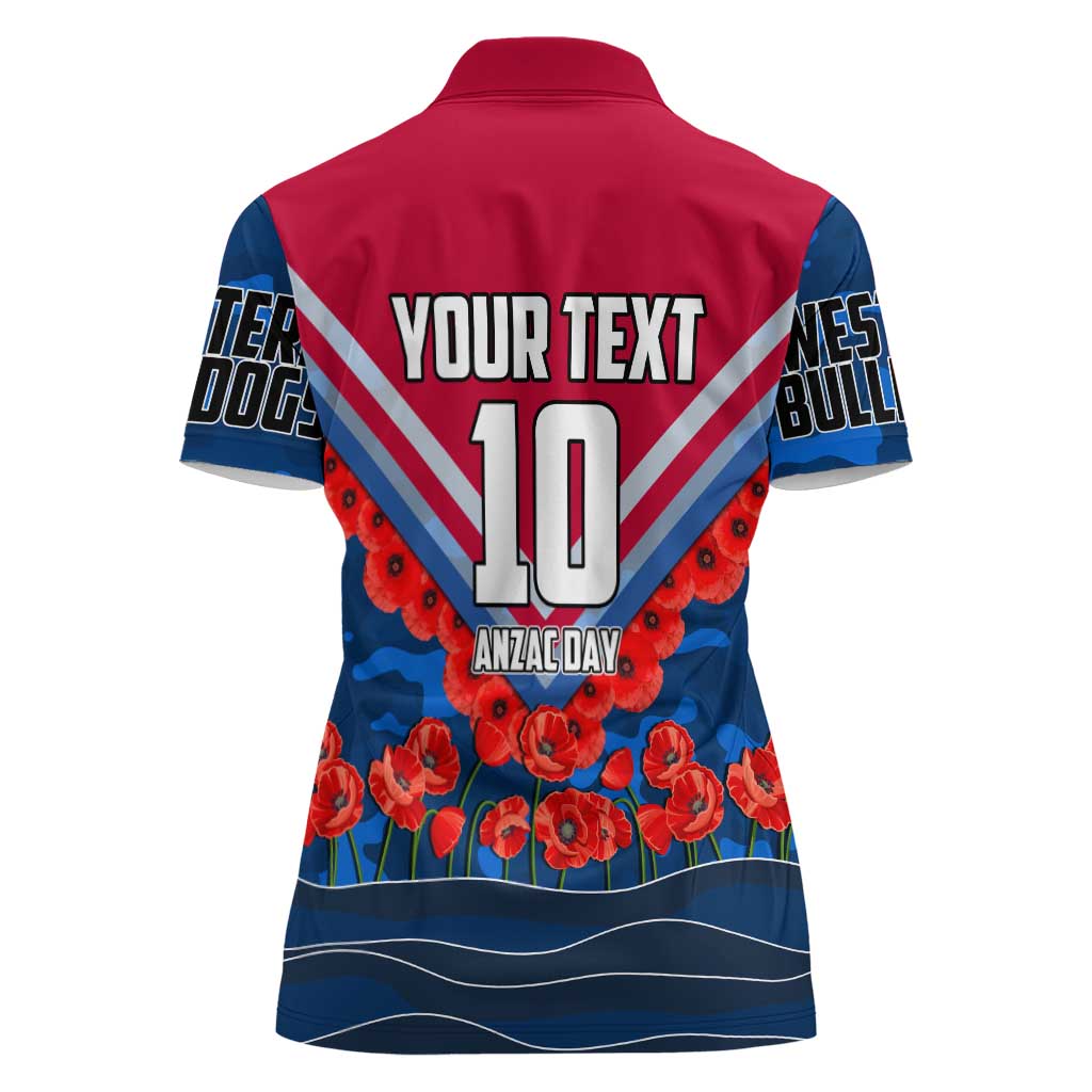 Personalised Western Bulldogs ANZAC Women Polo Shirt Military Remembrance Australian Football Mascot Camouflage