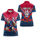 Personalised Western Bulldogs ANZAC Women Polo Shirt Military Remembrance Australian Football Mascot Camouflage