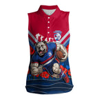 Personalised Western Bulldogs ANZAC Women Sleeveless Polo Shirt Military Remembrance Australian Football Mascot Camouflage
