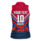 Personalised Western Bulldogs ANZAC Women Sleeveless Polo Shirt Military Remembrance Australian Football Mascot Camouflage