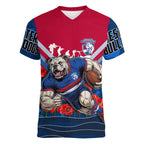 Personalised Western Bulldogs ANZAC Women V-Neck T-Shirt Military Remembrance Australian Football Mascot Camouflage