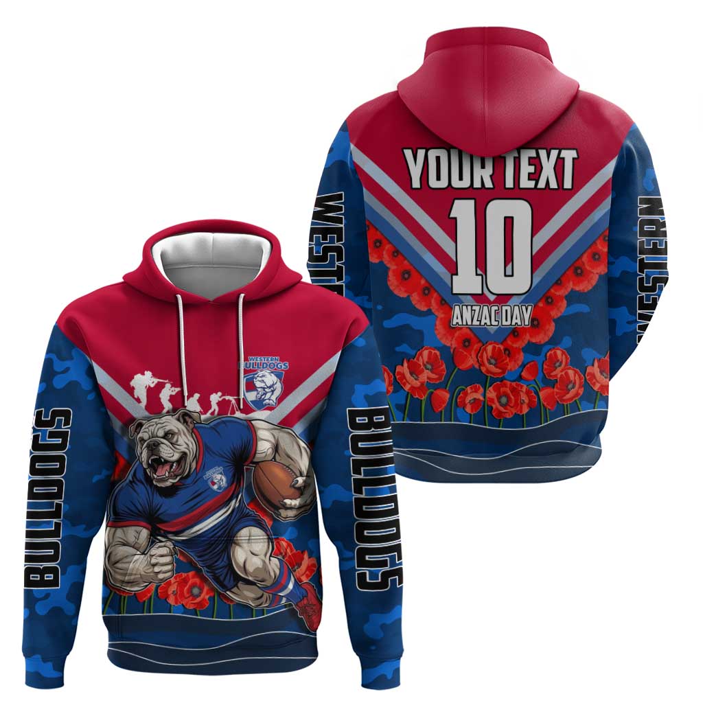 Personalised Western Bulldogs ANZAC Zip Hoodie Military Remembrance Australian Football Mascot Camouflage