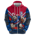 Personalised Western Bulldogs ANZAC Zip Hoodie Military Remembrance Australian Football Mascot Camouflage