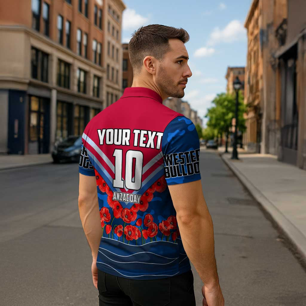 Personalised Western Bulldogs ANZAC Zipper Polo Shirt Military Remembrance Australian Football Mascot Camouflage