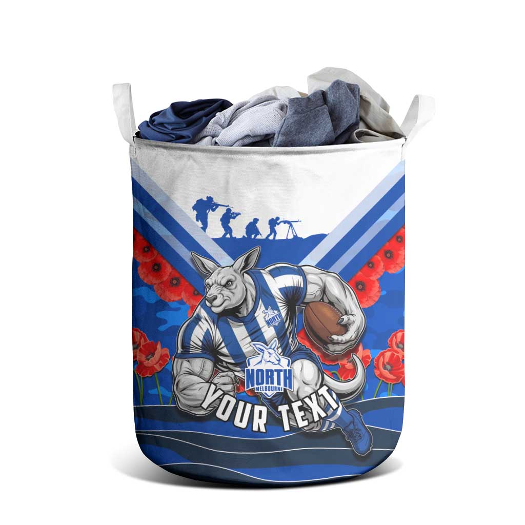 Personalised North Melbourne Kangaroos ANZAC Laundry Basket Military Remembrance Australian Football Mascot Camouflage