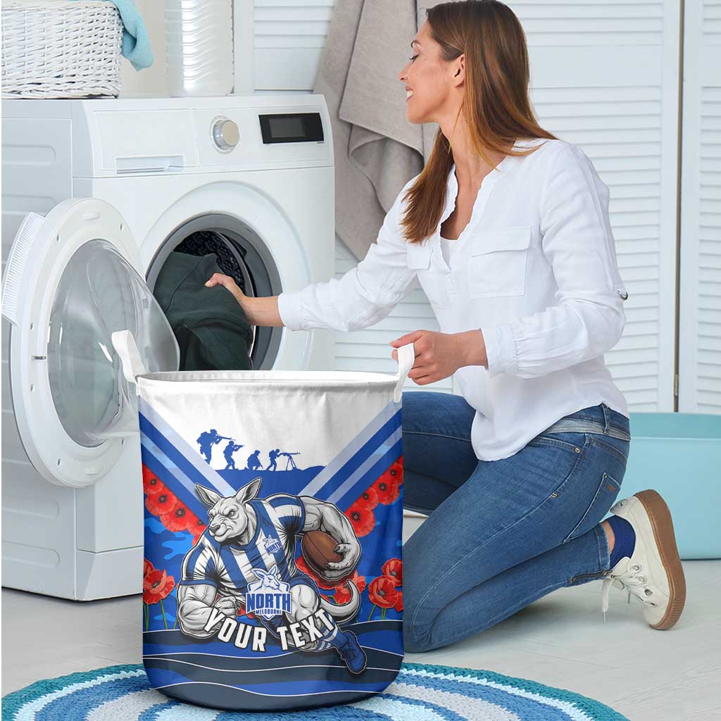 Personalised North Melbourne Kangaroos ANZAC Laundry Basket Military Remembrance Australian Football Mascot Camouflage
