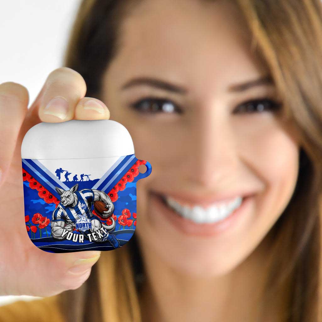 Personalised North Melbourne Kangaroos ANZAC AirPods Case Military Remembrance Australian Football Mascot Camouflage