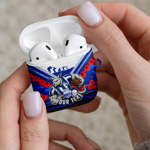 Personalised North Melbourne Kangaroos ANZAC AirPods Case Military Remembrance Australian Football Mascot Camouflage