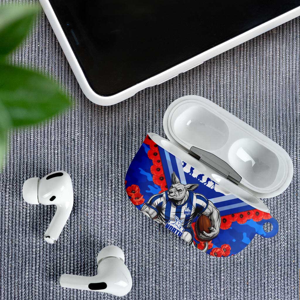 Personalised North Melbourne Kangaroos ANZAC AirPods Case Military Remembrance Australian Football Mascot Camouflage
