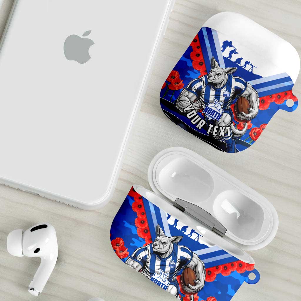 Personalised North Melbourne Kangaroos ANZAC AirPods Case Military Remembrance Australian Football Mascot Camouflage