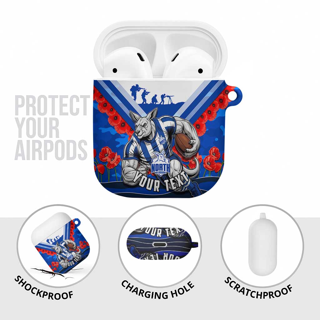 Personalised North Melbourne Kangaroos ANZAC AirPods Case Military Remembrance Australian Football Mascot Camouflage