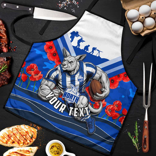 Personalised North Melbourne Kangaroos ANZAC Apron Military Remembrance Australian Football Mascot Camouflage