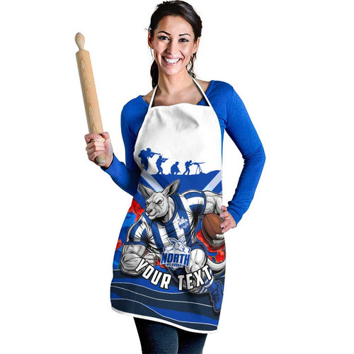Personalised North Melbourne Kangaroos ANZAC Apron Military Remembrance Australian Football Mascot Camouflage