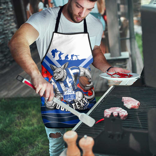 Personalised North Melbourne Kangaroos ANZAC Apron Military Remembrance Australian Football Mascot Camouflage