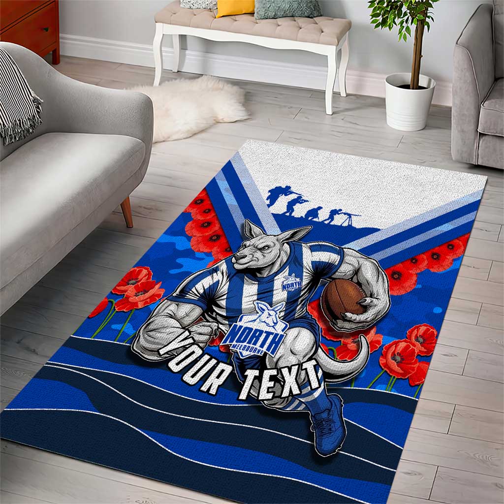 Personalised North Melbourne Kangaroos ANZAC Area Rug Military Remembrance Australian Football Mascot Camouflage