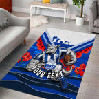 Personalised North Melbourne Kangaroos ANZAC Area Rug Military Remembrance Australian Football Mascot Camouflage