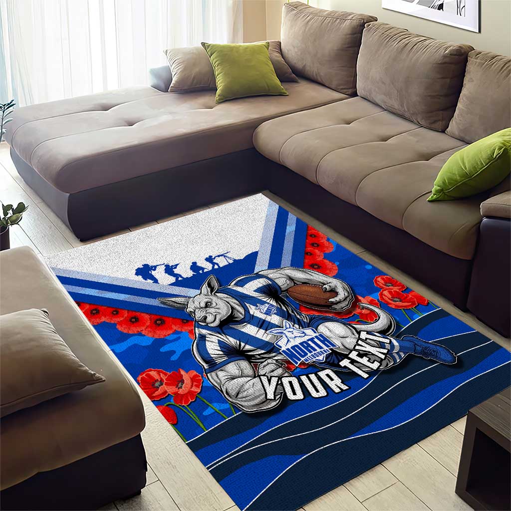 Personalised North Melbourne Kangaroos ANZAC Area Rug Military Remembrance Australian Football Mascot Camouflage