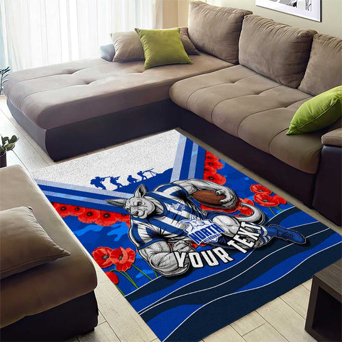 Personalised North Melbourne Kangaroos ANZAC Area Rug Military Remembrance Australian Football Mascot Camouflage