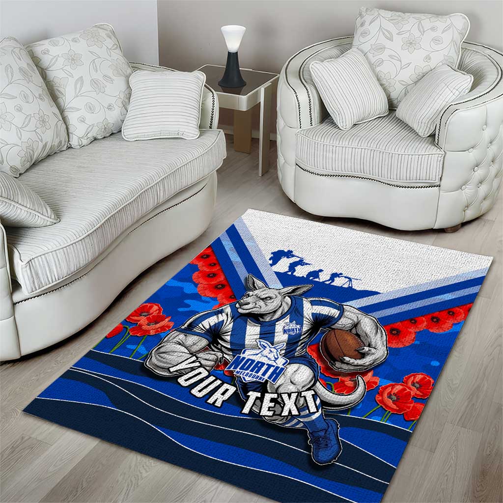 Personalised North Melbourne Kangaroos ANZAC Area Rug Military Remembrance Australian Football Mascot Camouflage