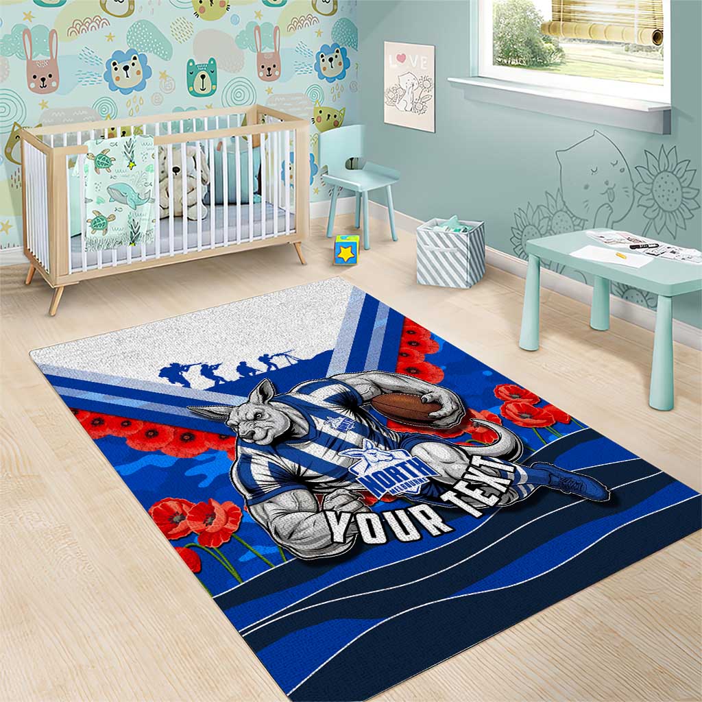 Personalised North Melbourne Kangaroos ANZAC Area Rug Military Remembrance Australian Football Mascot Camouflage