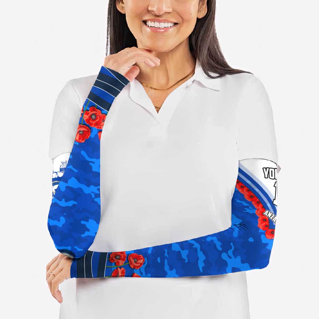 Personalised North Melbourne Kangaroos ANZAC Arm Sleeves Military Remembrance Australian Football Mascot Camouflage