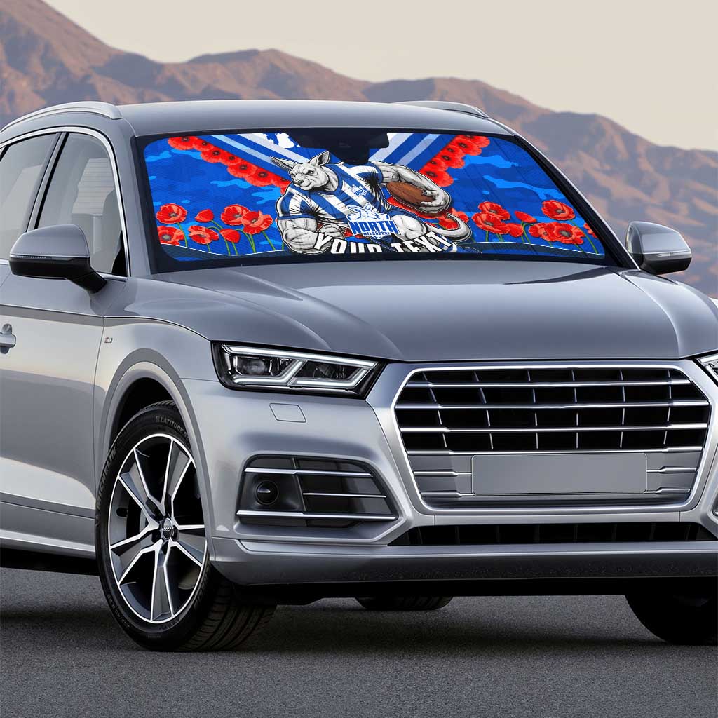 Personalised North Melbourne Kangaroos ANZAC Auto Sun Shade Military Remembrance Australian Football Mascot Camouflage