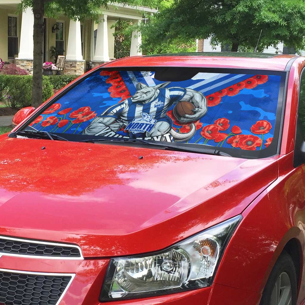Personalised North Melbourne Kangaroos ANZAC Auto Sun Shade Military Remembrance Australian Football Mascot Camouflage