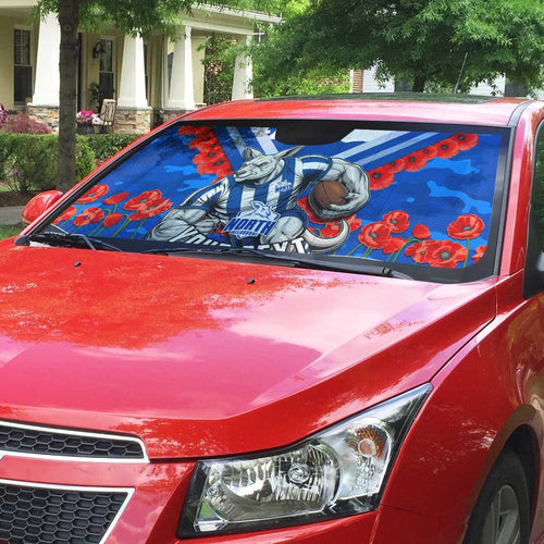 Personalised North Melbourne Kangaroos ANZAC Auto Sun Shade Military Remembrance Australian Football Mascot Camouflage