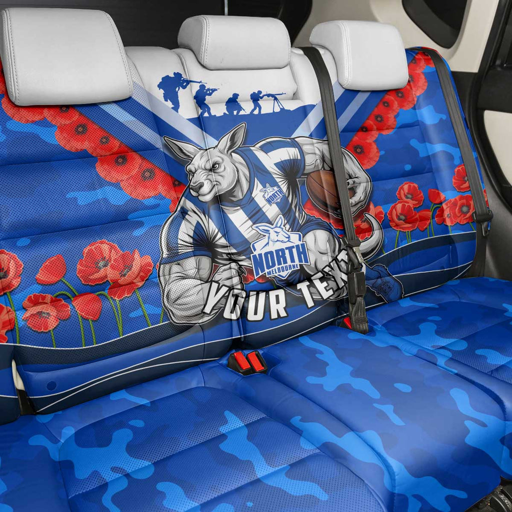 Personalised North Melbourne Kangaroos ANZAC Back Car Seat Cover Military Remembrance Australian Football Mascot Camouflage