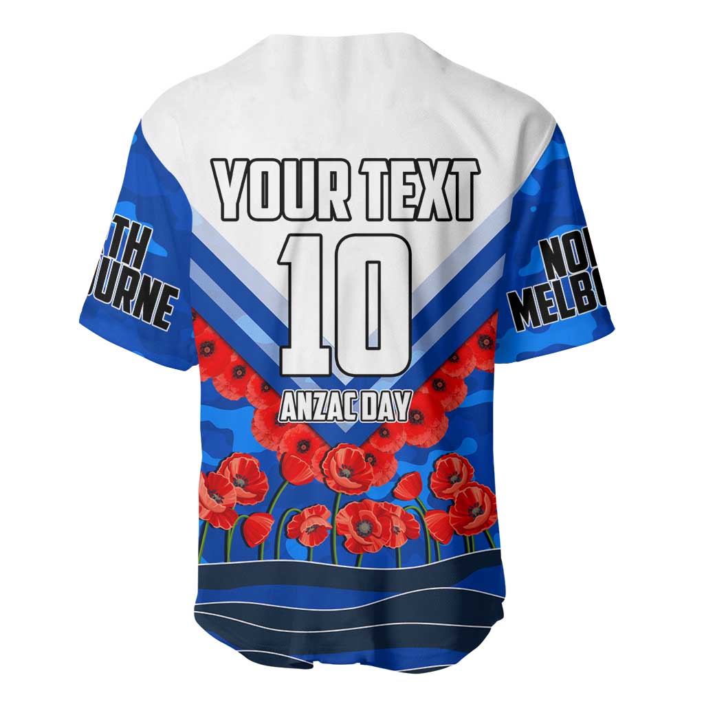 Personalised North Melbourne Kangaroos ANZAC Baseball Jersey Military Remembrance Australian Football Mascot Camouflage
