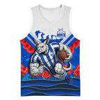 Personalised North Melbourne Kangaroos ANZAC Basketball Jersey Military Remembrance Australian Football Mascot Camouflage