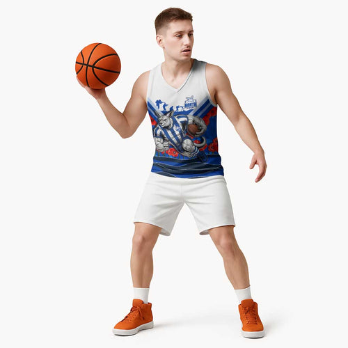 Personalised North Melbourne Kangaroos ANZAC Basketball Jersey Military Remembrance Australian Football Mascot Camouflage
