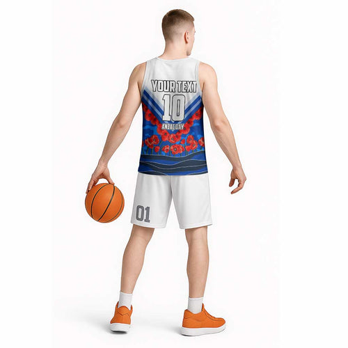 Personalised North Melbourne Kangaroos ANZAC Basketball Jersey Military Remembrance Australian Football Mascot Camouflage